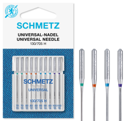 Schmetz Universal Needles, Assorted Sizes 70/10 - 100/16, Pack of 10